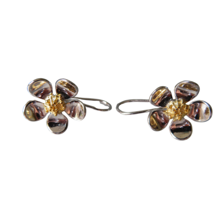 Mountain Avens solid sterling silver drop earrings